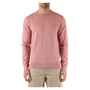 Tommy Hilfiger Bomull crewneck tröja med logobroderi Pink, Herr