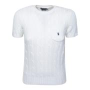 Polo Ralph Lauren Kabelstickad Crew Neck Tröja White, Dam