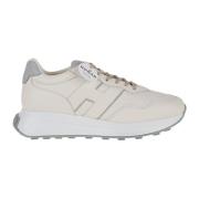 Hogan Stiliga H Patch Lädersneakers Beige, Dam