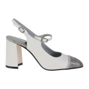 Carel Läder Slingback Espiegle Klackar White, Dam