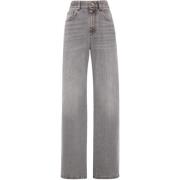 Brunello Cucinelli Modern Löst Denim Jeans Gray, Dam