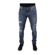 Dolce & Gabbana Blå Skinny Denim Jeans med Dragkedja Blue, Herr