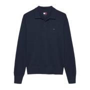 Tommy Jeans Logotyp Bomull Polo Tröja - Klassisk Blue, Herr