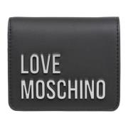 Love Moschino Plånbok med tryckknapp, logotyp och kortplatser Black, D...