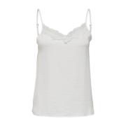 ONLY Vit Cami Topp Ärmlös Scoop Neck White, Dam