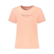 Pepe Jeans Rosa Bomull Casual Tee för Kvinnor Pink, Dam