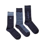 Emporio Armani Örnmärke Crew Socks Blue, Herr