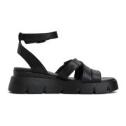 Cesare Gaspari Plattform Läder Sandaler Black, Dam