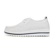 Cesare Gaspari Läder Classic Platform Loafers - Vit White, Dam