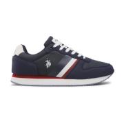 U.S. Polo Assn. Tryckta Läder PU Sneakers Blue, Herr