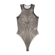 Jean Paul Gaultier Svart Spiral Mesh Top Black, Dam