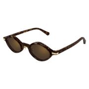 Cartier Geometriska Godron Solglasögon i Havana Brun Brown, Unisex