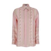 Versace Rosa Barocco Print Silkeskjorta Kvinna Pink, Dam