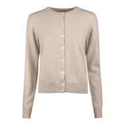 Stenströms Kashmir Cardigan med Pärlemorknappar Beige, Dam