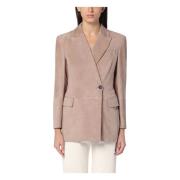 Brunello Cucinelli Enkelknäppt Jacka Beige, Dam