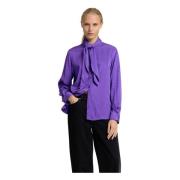 Selected Femme Skjorta i Glänsande Tyg med Slips Purple, Dam