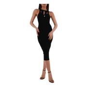 Elisabetta Franchi Räfflad midi klänning med cut-out Black, Dam