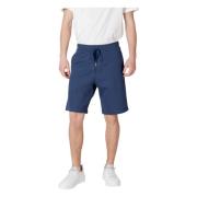 Replay Blå Bomullssnörade Shorts med Fickor Blue, Herr