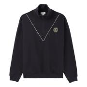 Lacoste Fransk Heritage Quarter Zip Sweatshirt Navy Blue, Herr