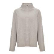 Cesare Gaspari Elegant Merino Zip-Up Sweater Alice - Gray Gray, Dam