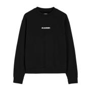 Jil Sander Svart Logo Sweatshirt Crew Neck Black, Dam