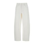 Frame Låg Midja Vit Denim Jeans White, Dam