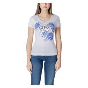 Guess Stilren Tryckt T-shirt för Kvinnor White, Dam