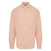 Canali Italiensk Linneskjorta, Gm02128 Design Pink, Herr