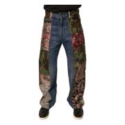 Dolce & Gabbana Patchwork Straight Denim Jeans Multicolor, Herr