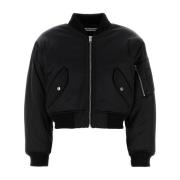 Alexander Wang Svart Nylon Bomberjacka Black, Dam