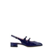 Carel Navy Blue Leather Peche Pumps Blue, Dam