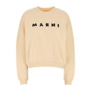 Marni Oversize Kräm Bomulls Sweatshirt Yellow, Dam