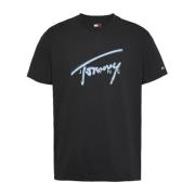 Tommy Jeans Svart Bomull T-shirt Normal Passform Black, Herr