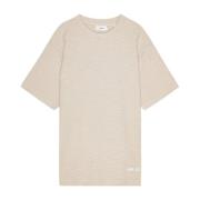 NN07 Ecru Bouclé Broderi Logotyp T-shirt Beige, Herr