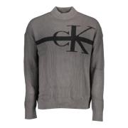 Calvin Klein Gra Turtleneck Trja i Bomullsblandning Gray, Herr