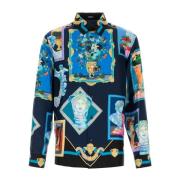 Versace Avslappnad Twill Skjorta Galleri Print Multicolor, Herr