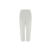 Brunello Cucinelli Elastisk Midja Korta Byxor White, Dam