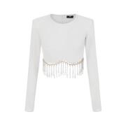 Elisabetta Franchi Stiliga Sweatshirts och Hoodies Kollektion White, D...