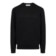 Iceberg Slim fit svart sweatshirt i bomull med logobroderi Black, Herr