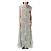 Acne Studios Vintage Rose Print Maxi Klänning Gray, Dam