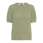 Kaffe Feminin Bow Pullover Tröja Grön Melange Green, Dam