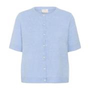 Kaffe Mjuk Chambray Stickad Kofta Blue, Dam