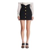 Balmain Utställd dubbel crepe tulpankjol Black, Dam