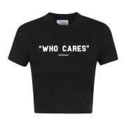 Off White Svart Crew Neck Logo Print T-shirt Black, Dam