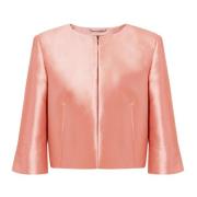 Alberta Ferretti Rosa Satinjacka med Dartdetaljer Pink, Dam