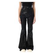 Rick Owens Svarta Bootcut Jeans Höj Stil Black, Dam