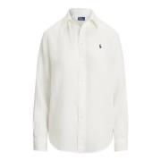 Polo Ralph Lauren Vit Linneskjorta med Ponybroderi White, Dam