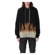 Rick Owens Svarta Flammor Stickat Oversized Hoodie Black, Herr