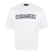 Dsquared2 Räfflad crew-neck bomull T-shirt White, Herr