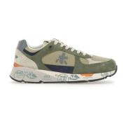 Premiata Gröna Mocka Sneakers med Mesh-insatser Multicolor, Herr